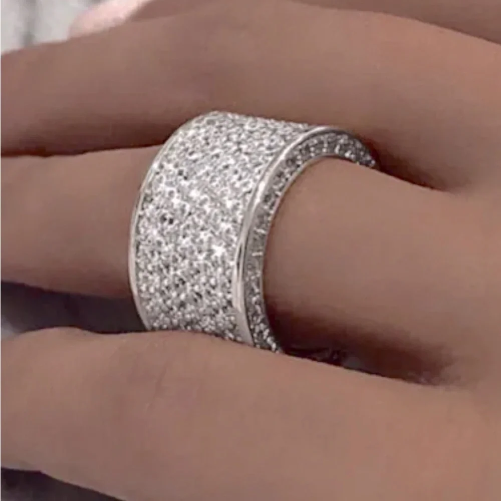 Gorgeous 14k White Gold Over Silver White Sapphire Band